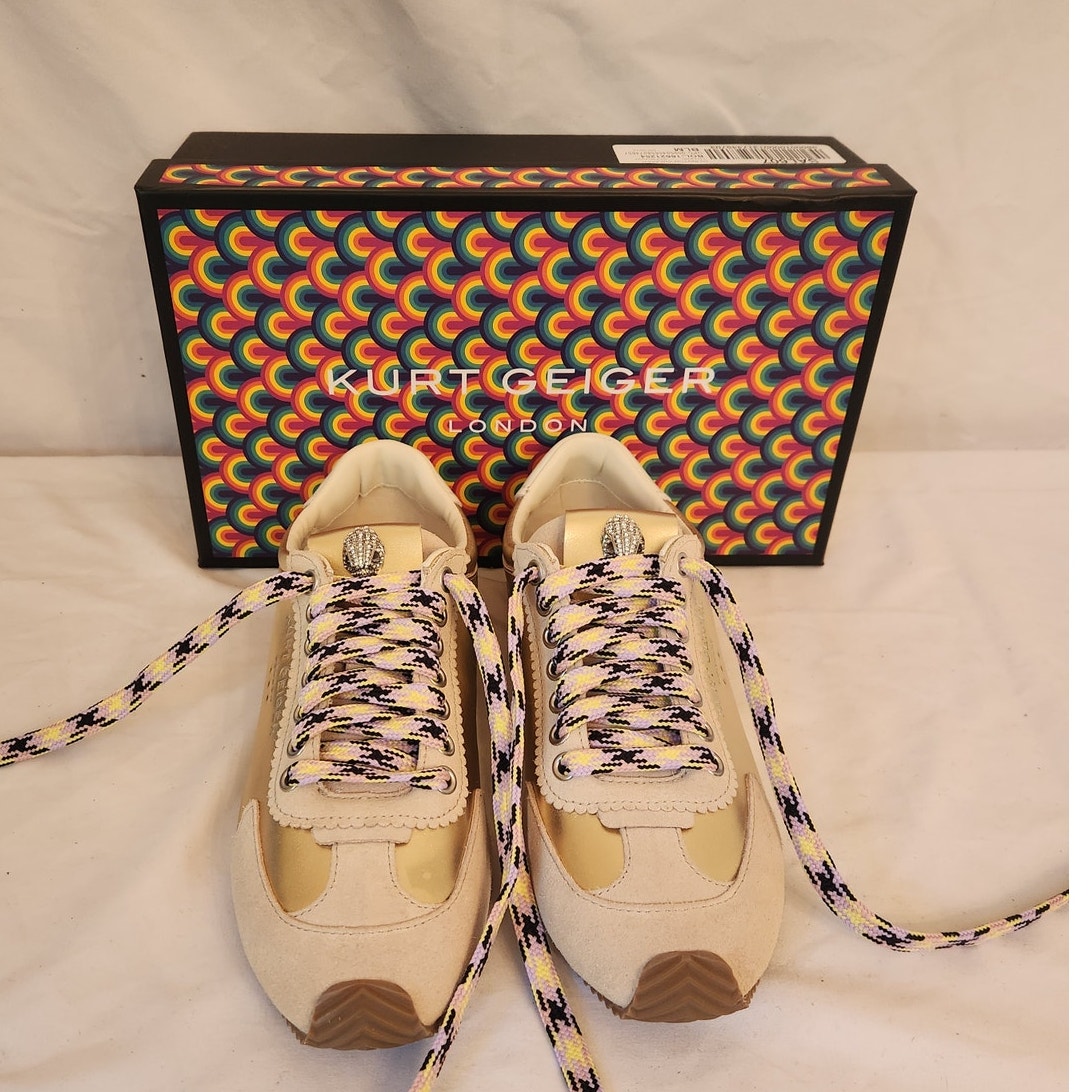 Nib Kurt Geiger Islington Sneaker Gold 8 *Flaw